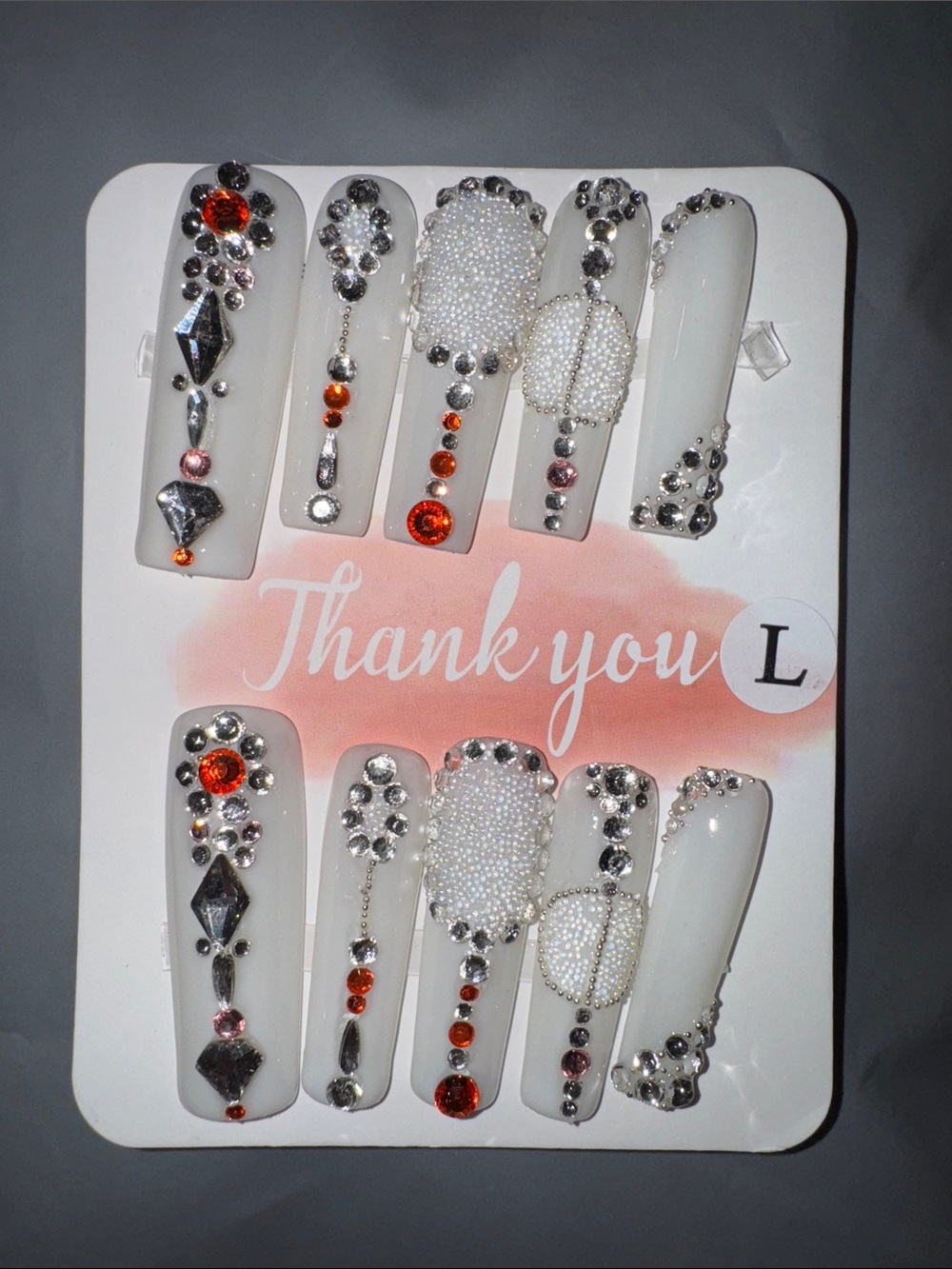 Size Large Handmade Press On Nails.
Length Extra - Long - XL 
New